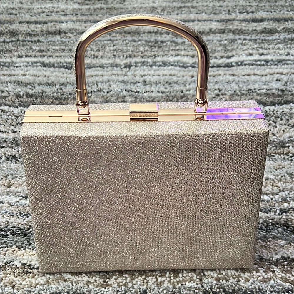 Glamorous Gold Clutch with Metallic Handle